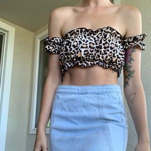 Cute leopard print swimsuit top